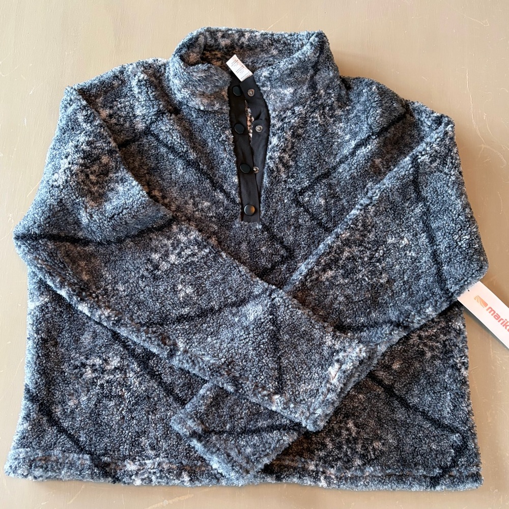 Marika Black Cheetah 1/4 Snap Women’s Size M Fleece Comfort Warmth